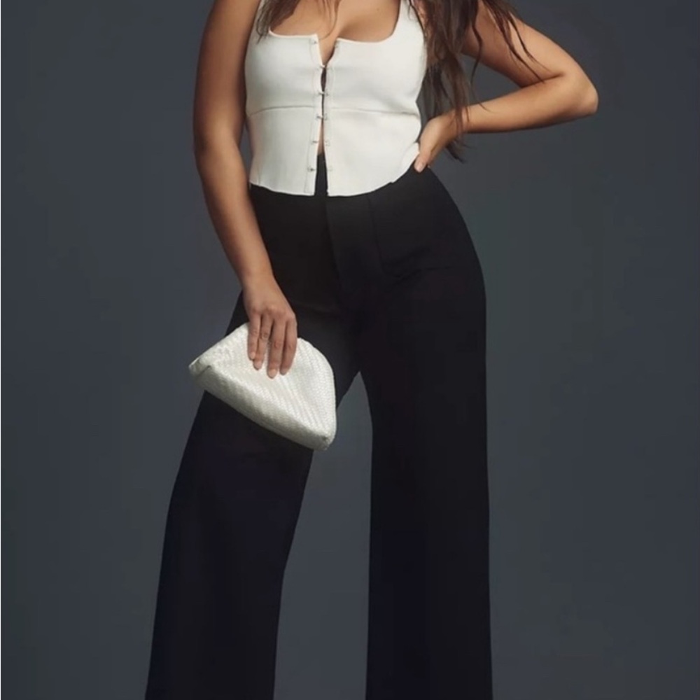 Maeve by Anthropologie. The Colette ankle length Black Wide-Leg Pants
